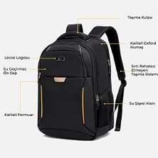 BG03 17 Inç Laptop Bölmeli Çok Fonksiyonlu 3 Katmanlı Suya Dayanıklı Sırt Çantası Siyah