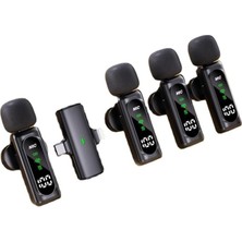 Kablosuz Yaka Mikrofonu 1 Alıcı 4 Mikrofon Seti, 2.4ghz Gürültü Azaltmalı Lavalier Mikrofon, Canlı Yayın Vlog Röportaj Video Çekimi Telefon Type-C ve Lightning Uyumlu | T90