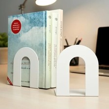 Die Grup 2'li Metal Kitap Desteği, Beyaz Dekoratif Aksesuar