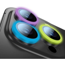 Labs 15 Pro Max / 15 Pro ile Uyumlu Renkli Neon Metal Lens Koruyucu (Mix)