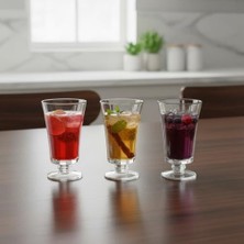 6'lı Cam Kahve Yanı Su Bardağı Seti - 125 ml Ayaklı, Şeffaf ve Kristal Kesim Desenli Nostaljik Kadeh Takımı