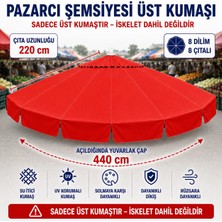 Şemsiyecim 8 Çıtalı Pazarcı Şemsiyesi Üst Kumaşı 440 cm Çap 220 cm Çıta Uyumlu