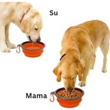 Tech Butiq Katlanabilir Silikon Mama ve Su Kabı – 350 ml - Turuncu, Askı Aparatlı, Taşınabilir, Katlanabilir Pet Mama Kabı – Kedi ve Köpekler Için Seyahat Dostu Mama Kasesi