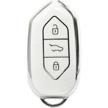 Die Grup Autohan Keys Togg T10X T10F Akıllı Anahtar Kılıfı, 3 Tuşlu, Nano Koruma (Beyaz-Gümüş)
