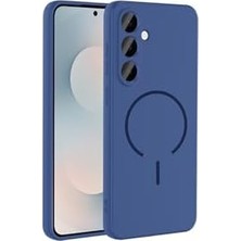 - Galaxy A17 ile Uyumlu - A26 Kılıf Lansman Magsafe ile Uyumlu Kamera Korumalı Içi Kadife Yumuşak Silikon - Lacivert