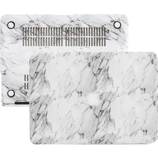 MacBook Air M1 Kılıf 13 Inç A1932 A2179 A2337 Uyumlu Tpu Sert Kapak Deri Kaplama Beyaz Mermer Desenli Hard | 360° Koruma