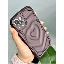 13 ve 14 ile Uyumlu 3D Mat Kabartma Kalp Desenli Kamera Korumalı Silikon Kılıf