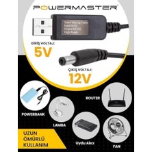 Powermaster 5V-12V USB To Dc 5.5x2.5mm Kablo 12V 1A