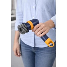 Şarjlı Temizlik Fırçası Değişebilir Başlık Sert Zemin Ayakkabı Temizleme Fırçası LED Ekran Göstergeli Clean Shoes Spin Scrubber TJ03 (Lacivert)