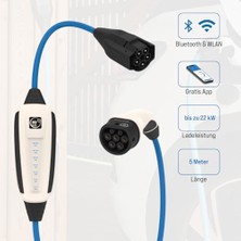 Tech Butiq Nrgkick Standart Plus 2.8kw & 22KW 5 Metre Wifi + Bluetooth Ac Mobil Taşınabilir Elektrikli Araç Şarj Istasyonu