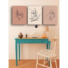(PSTER21096) Soyut Kadın Yüzleri-2 Üçlü Kanvas Tablo Seti, Premium 3'lü Canvas, 3 Parçalı Duvar Tablosu 50 x 70
