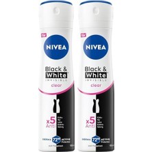 Kadın Sprey Deodorant & Invisible Clear 150 Ml,72 Saat Terleme ve Ter Kokusuna Karşı Anti Perspirant Koruma, Çiçek Kokusu,kıyafetlerde Leke Karşıtı, Alkol Içermez 2li Paket