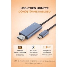 Usb-C To HDMI Kablo 4K 60Hz | Switch 2 ile Uyumlu, Macbookile Uyumlu, iPad ile Uyumlu ve Telefonlar Için Hd Görüntü ve Power Delivery 100W Şarj Desteği | Type-C - Hdtv Bağlantısı | ZR1160