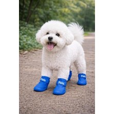Tech Butiq Köpek Ayakkabısı 4’lü Set Su Geçirmez Kaymaz Tabanlı Köpek Botu Küçük Orta Irk Köpekler Için Koruyucu Patik Yağmur Kar Çamur Için Dayanıklı Evcil Hayvan Ayakkabısı Mavi (Small)