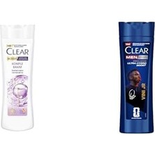 Clear Komple Bakım Vitamin Kompleksi Şampuan 350 ml X2 + Clear Men Şampuan Vinícius Júnior 350 ml X2