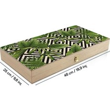Yeşil Yapraklar Minimal El Yapımı Modern Tavla Seti