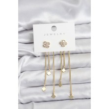 Onba Pirinç Gold Renk Yonca Model Sallantılı Kadın Küpe 5886 - OB1480-7645