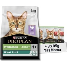 Tech Butiq Pro Plan Sterilised Hindili Kuru Kedi Maması 3 kg + Pro Plan Pouch Sterilised Biftekli Kısır Kedi Konservesi 85GR x 3 Adet
