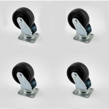 Die Grup 4'lü Set 50 mm Tablalı Dönerli Mobilya Tekerleği, Siyah
