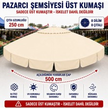 Şemsiyecim 8 Çıtalı Pazarcı Şemsiyesi Üst Kumaşı 500 cm Çap 250 cm Çıta Uyumlu