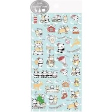 Die Grup Yılbaşı Temalı Parıltılı Sticker Seti, Panda Desenli
