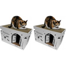 Tech Butiq Karton Kedi Tırmalama ve Dinlenme Evi (2 Paketi)