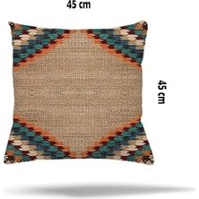Pelangi Çiçek Kaz Ayağı Kuştüyü Desen Gizli Fermuarlı Yastık Kılıfı Kırlent Kılıfı Koltuk Yastık Kılıfı, Kahverengi 45 x 45