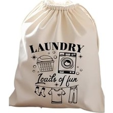 , Sade Tasarım Wash Desenli Ham Bez Kumaş Çok Amaçlı Kirli Çamaşır Torbası 40X50 (1 Adet) (Model 3)