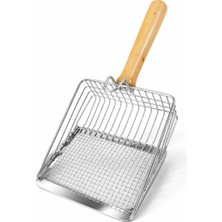 Tech Butiq Metal Kedi Kumu Küreği Ahşap Saplı Dayanıklı Izgaralı Kedi Tuvaleti Temizleme Küreği Ergonomik Saplı Kolay Temizlik Aparatı Paslanmaz Çelik (Telli)