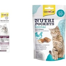 Tech Butiq Gimcat Malt Soft Vitamin Kombinasyonu, Her Yaştan Kediler Için, 100 G & Nutripockets Kedi Ödülü Dental 60GR