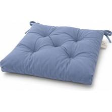 Pufia Pofidik Sandalye Minderi, Bağcıklı Elyaf Dolgulu Mavi 40X40