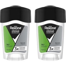 Rexona Clinical Protection Erkek Stick Deodorant Fresh Ter Kokusuna Karşı Koruma 45 ml 2li Paket