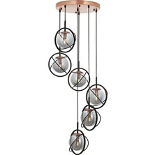 AV-60291-6T-BSY Siyah Boyalı Modern Avize E14 Metal Cam 40CM