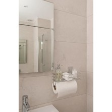 Yapışkanlı Raflı Kağıt Rulo Havluluk Peçetelik Havlu Kağıtlık Krom Banyo Mutfak Düzenleyici Raf Shr-, Bej