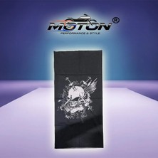 Moton Buff Bandana Boyunluk Maske Siyah Beyaz Kafatası