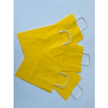 Orbak Kağıtçılık 1.kalite 18X8X24 cm 5’ Li Sarı Renkli Kraft Kağıt Çanta, Hediye Poşeti, Hediye Paketi, Kraft Çanta