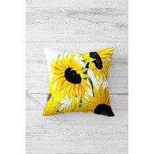 Pelangi Ayçiçekler Desenli Çift Tarafı Baskılı Gizli Fermuarlı Yastık Kılıfı Kırlent Koltuk Yastık Kılıfı, Beyaz-Sarı-Kahve 45 x 45