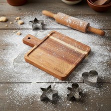Doğal Akasya Ahşap Dikdörtgen Sunum Tahtası ve Servis Tepsisi – 23X17 cm Kahve Yanı, Peynir ve Kahvaltılık Sunumluk (Kare Formlu Estetik Tasarım)