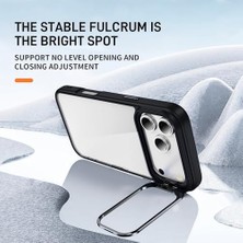 17/17 Air / 17 Pro / 17 Pro Max Metal Lens Koruma Standlı Şeffaf Telefon Kılıfı + Lens Koruyucu – Darbe Emici, Şok Dayanıklı, Kaymaz Tpu + Akrilik Kapak (Siyah, 17 Air)