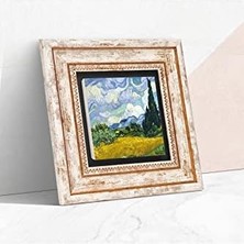 Selvi Ağaçlı Buğday Tarlası Taş Duvar Tablosu - Çerçeveli Taş Tablo - Dekoratif Duvar Sanatı - Modern Ev ve Ofis Duvar Dekoru T1-298