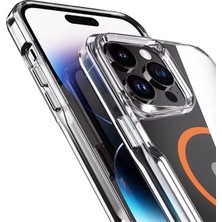 16 Pro Max Ile Uyumlu Mag Safe Özellikli Ultra Kristal Kenarları Yumuşak Arkası Sert Tam Koruyuculu Silikon Kılıf (Şeffaf/beyaz, 6.9 Inç)
