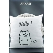 Harfli Kırlent Kılıfı Kadife 43X43 cm Çift Taraflı S Harfi Kedi Desenli Evlilik Teklifi Doğum Günü