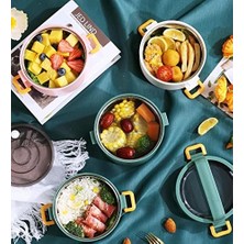 Bento 1800ML Lunchbox 3 Katlı Çelik Sefer Tası (Pembe)
