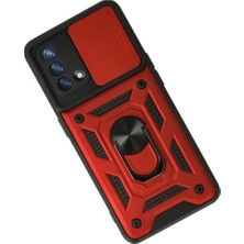 Renas Store A74 4g Kılıf Pars Lens Yüzüklü Silikon - Kırmızı
