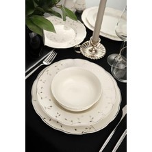 Porselen Olympos 56 Parça 12 Kişilik Yemek Takımı Leaves Silver