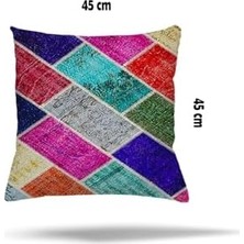 Pelangi Çiçek Kaz Ayağı Kuştüyü Desenli Gizli Fermuarlı Yastık Kılıfı Kırlent Kılıfı Koltuk Yastık Kılıfı, Çok Renkli 45 x 45
