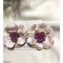 Deniz Accessories Marka Model, Sedefli Büyük Çiçek Küpe