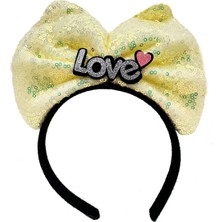 Renas Store LED Işıklı 3 Farklı Fonksiyonda Yanan Gümüş Love Yazılı Sarı Fiyonk Taç 20X17 cm