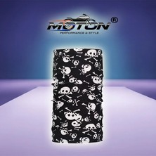 Moton Buff Bandana Boyunluk Maske Siyah Beyaz Iskelet