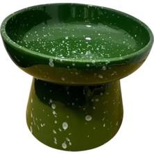 Die Grup Ergonomik Yüksek Seramik Mama ve Su Kabı, 14 cm Yükseklik, Yeşil